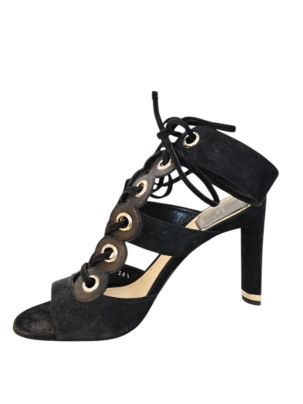 Dior Black Lace-Up Suede High Heel Sandals